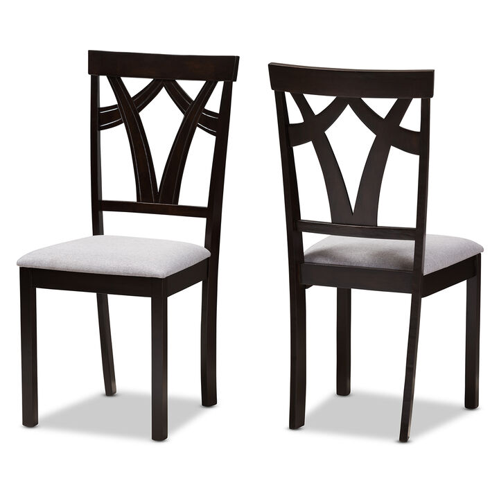 Baxton Studio Sylvia Modern Grey Fabric Upholstered Dining Chairs Set of 2