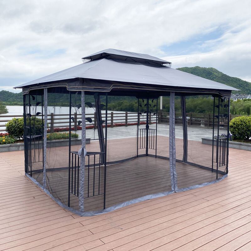 13 X 10 Outdoor Patio Gazebo Canopy Tent With Ventilated Double Roof And Mosquito Net