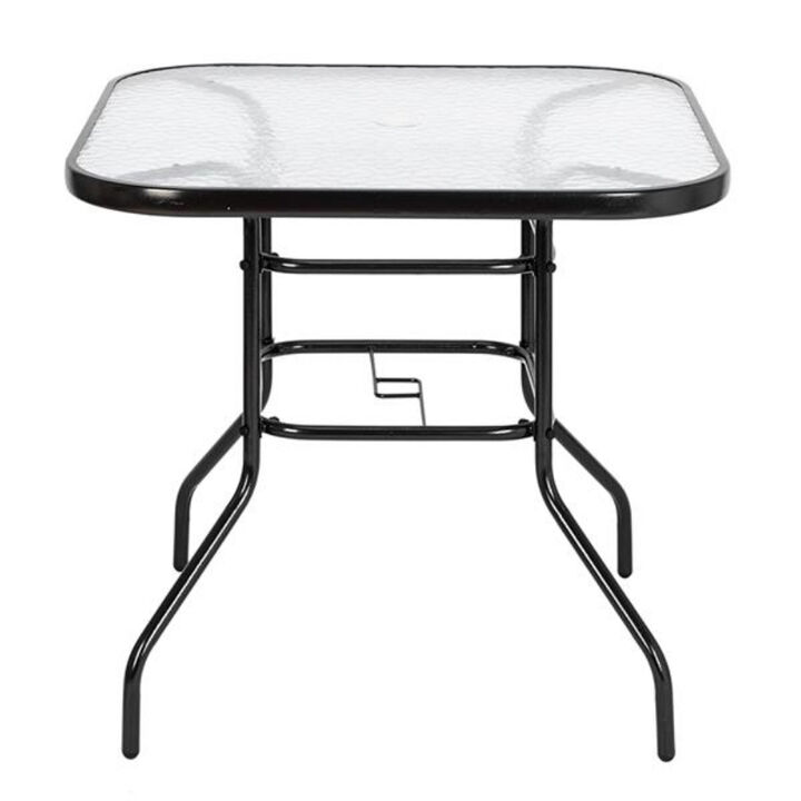 Toughened Glass Square Outdoor Table for Yard and Garden Dining
