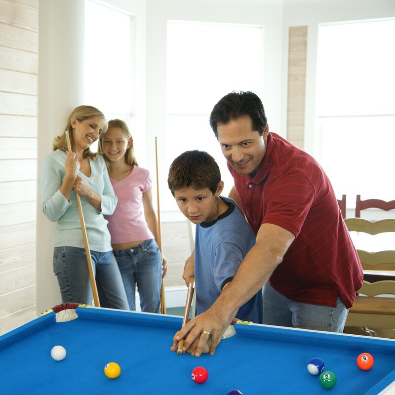 47-Inch Folding Billiard Table with Cues, Brush, and Chalk for Easy Storage