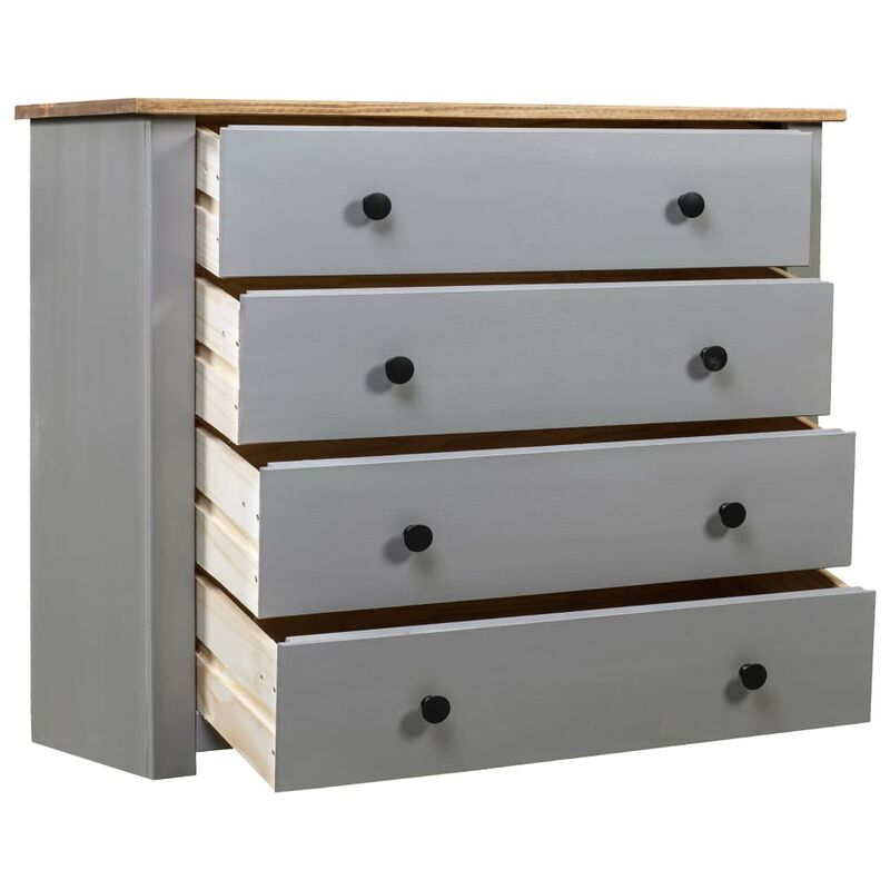 vidaXL Side Cabinet Gray 31.5"x15.7"x28.7" Pine Panama Range