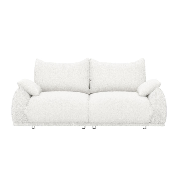 FUFU&GAGA Modern Sofa with Plush Cushions, Metal Support Legs (87.4" W x 32.3" D x 33.9" H), White