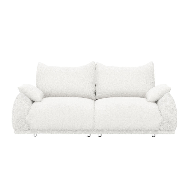 FUFU&GAGA Modern Sofa with Plush Cushions, Metal Support Legs (87.4" W x 32.3" D x 33.9" H), White
