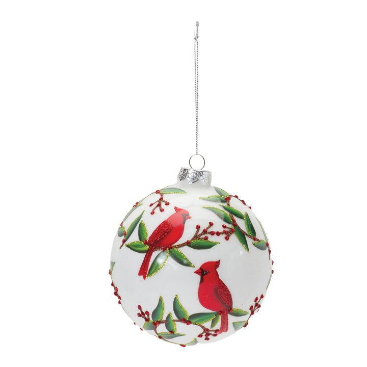 Cardinal Ball Ornament (Set of 6) 5"D Glass