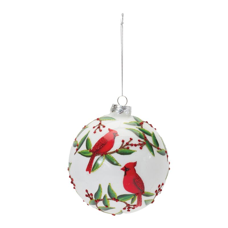 Cardinal Ball Ornament (Set of 6) 5"D Glass