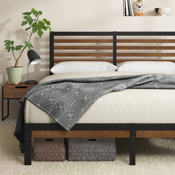 Hivvago King Size Eco Friendly Bamboo Metal Platform Bed Frame