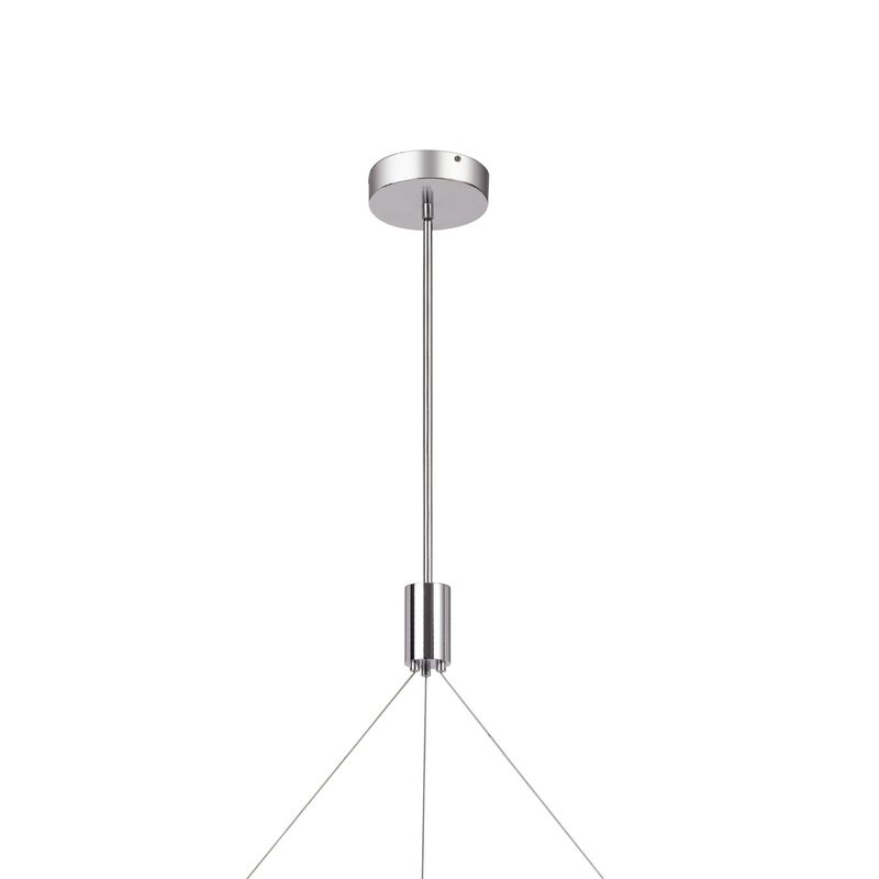 Erbo 11 Inch Pendant Light Fixture, Dimmable LED, Pine Wood and Chrome - Benzara