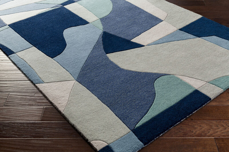 Forum FM-7195 6' x 9' Kidney Blue Rug