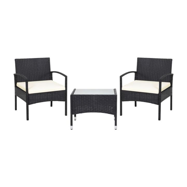 Hivvago 3 Pieces Patio Wicker Rattan Furniture Set with Cushions for Lawn Backyard