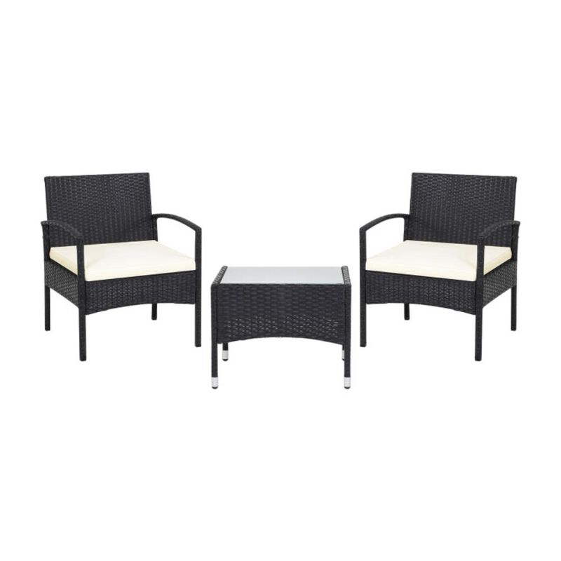 Hivvago 3 Pieces Patio Wicker Rattan Furniture Set with Cushions for Lawn Backyard