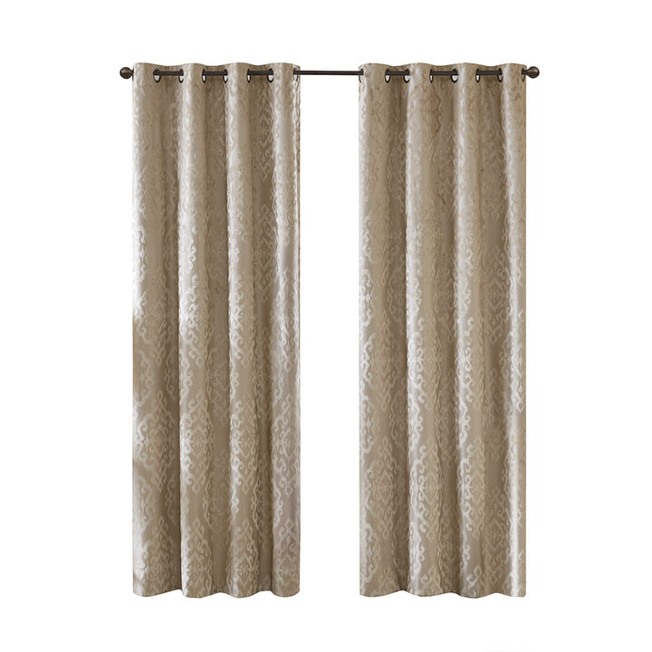 Gracie Mills Cyra Damask Total blackout grommet top curtain panel - 50x108"