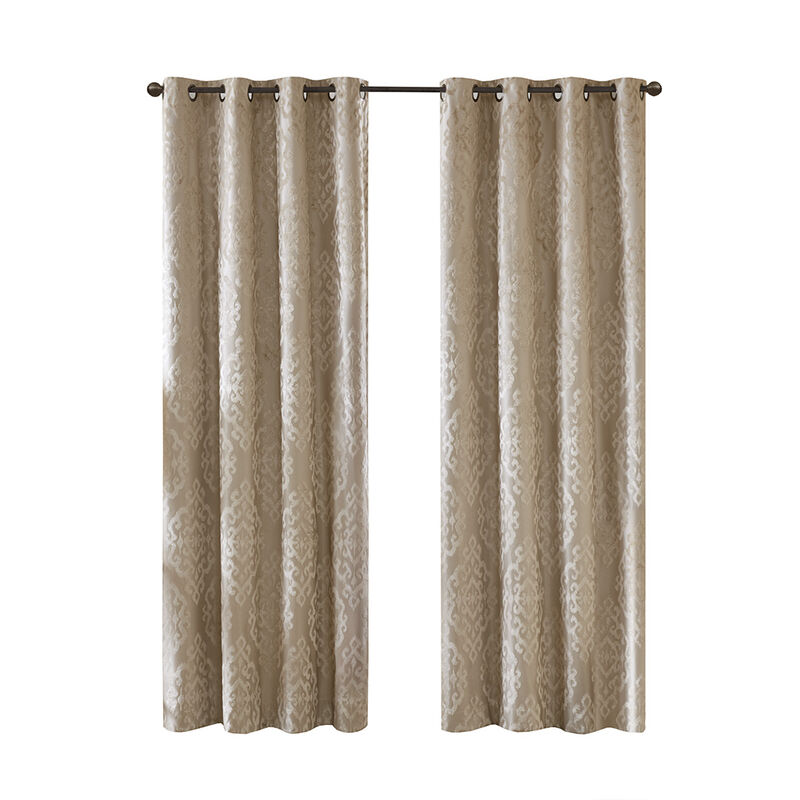 Gracie Mills Cyra Damask Total blackout grommet top curtain panel - 50x108"