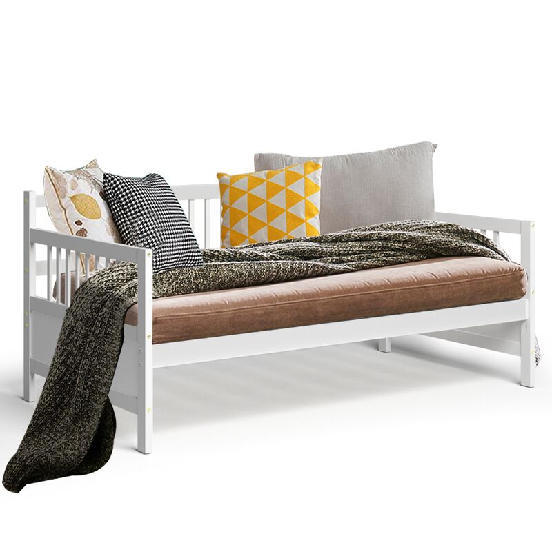 Twin Size Wooden Slats Daybed Bed with Rails