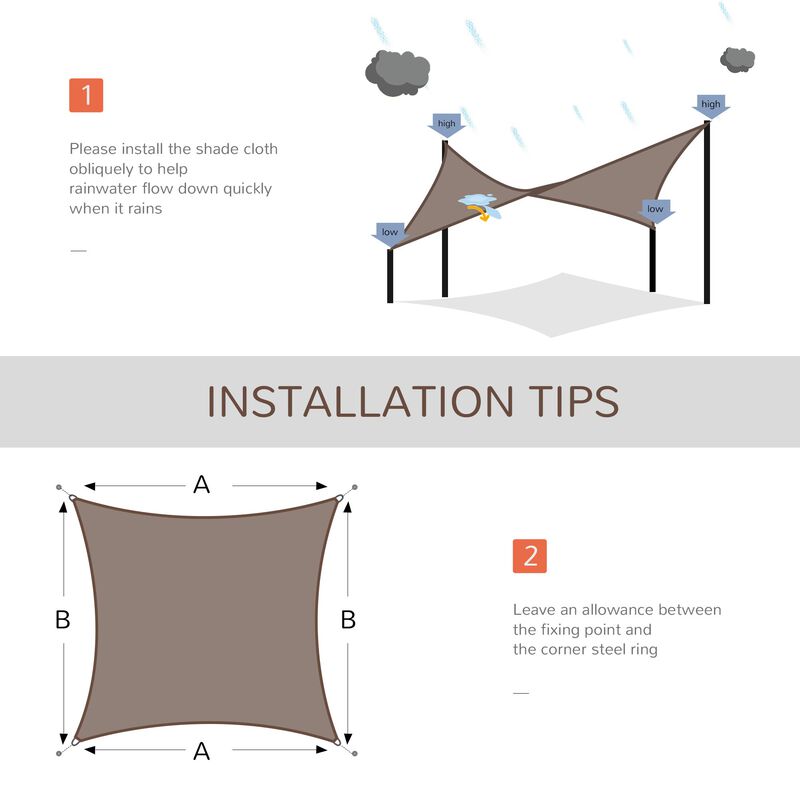 Brown Sun Shield: 20'x13' Rectangle Outdoor Shade Sail with D-Rings