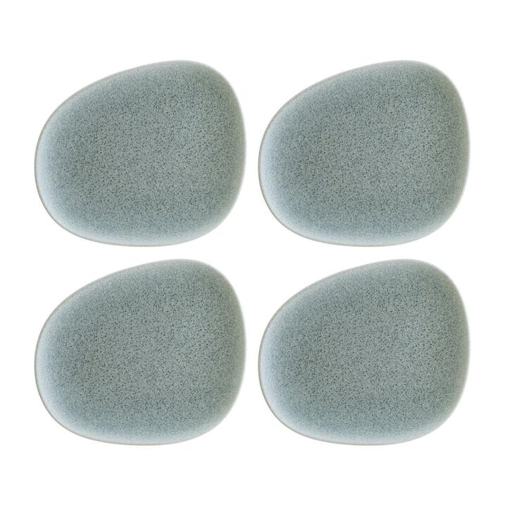 Luca Ocean Matte 9.5" x 7.5" Organic Blue Porcelain Plate (Set of 4)