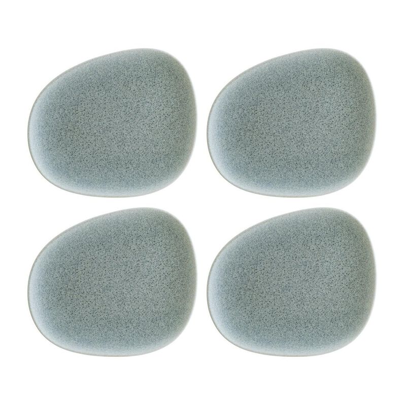 Luca Ocean Matte 9.5" x 7.5" Organic Blue Porcelain Plate (Set of 4)