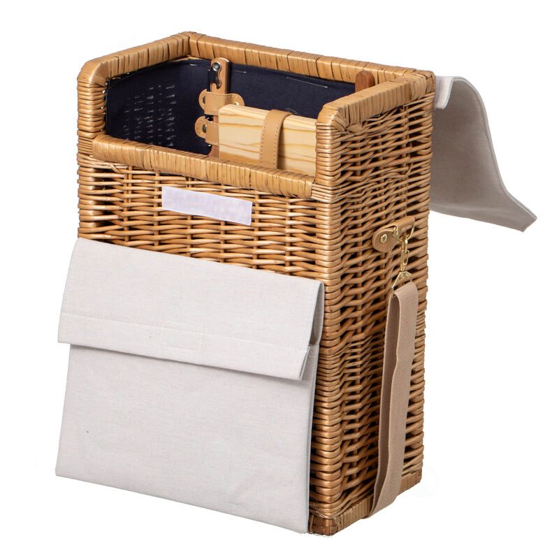 Wickerwise Wine & Cheese Picnic Basket - Wicker Tote Bag for Outdoor Parties, Camping, Travel & Celebrations - Wine Holder with Wooden Board - Ideal Present for Birthdays, Weddings and Thanksgiving