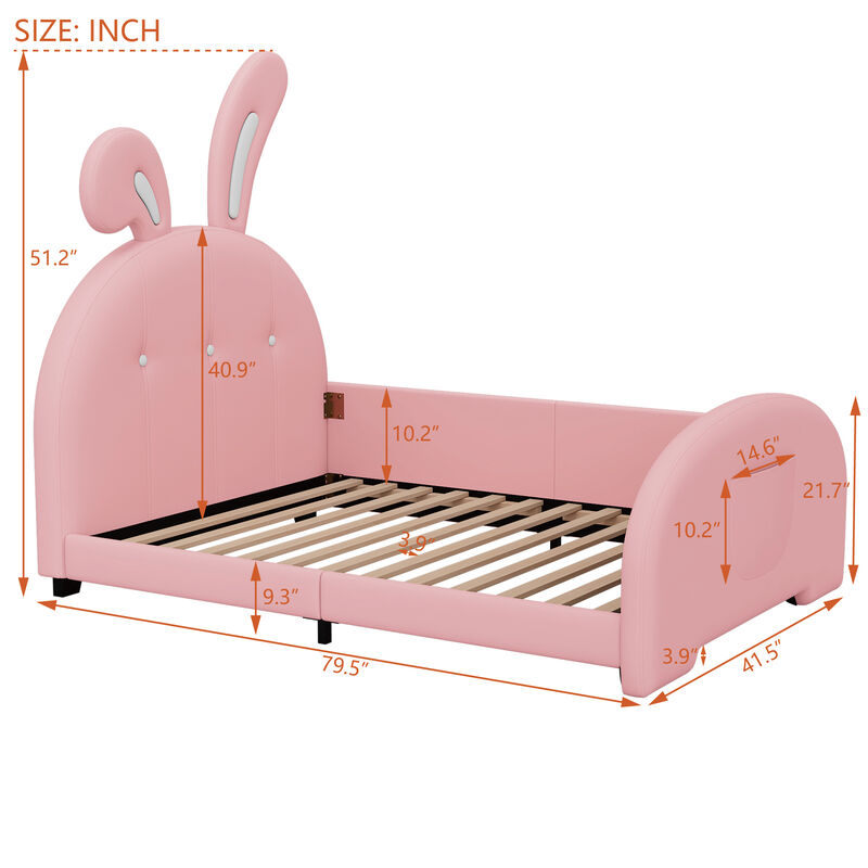 Merax PU Leather Platform Bed for Kids Childern