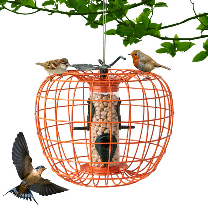 Squirrel-Proof Bird Feeder with Cage & 4 Feeding Ports for Wild Birds