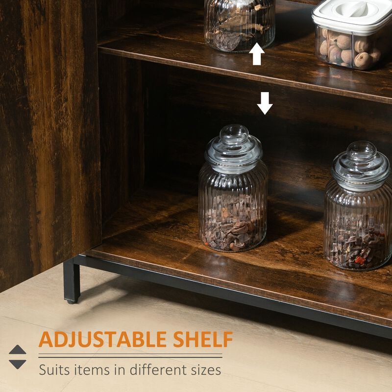 Rustic Brown Cabinet: Industrial Buffet Sideboard for Dining Room