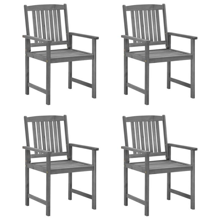 vidaXL Director's Chairs with Cushions 4 pcs Gray Solid Acacia Wood