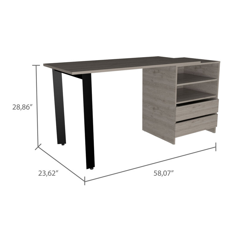 Kirsage 2-Drawer 2-Shelf Writing Desk Light Gray