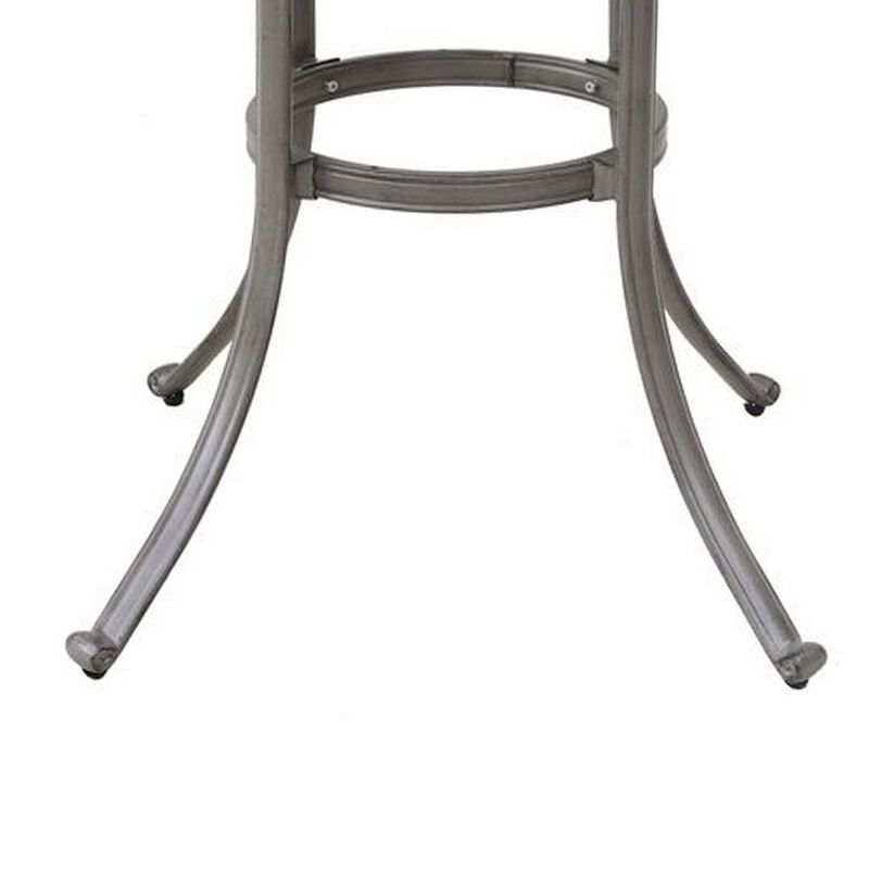 Mace Outdoor Patio Bar Table, 42 Inch Round Lattice Top, Aluminum, Gray
