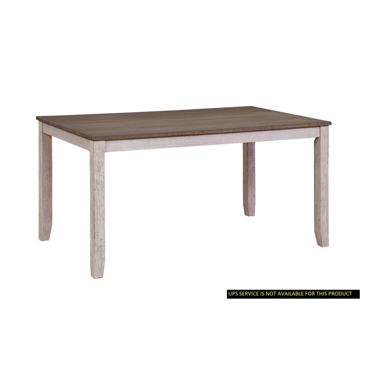 Transitional Design Rectangular 1 Piece Dining Table Grayish White And Brown Finish Furniture