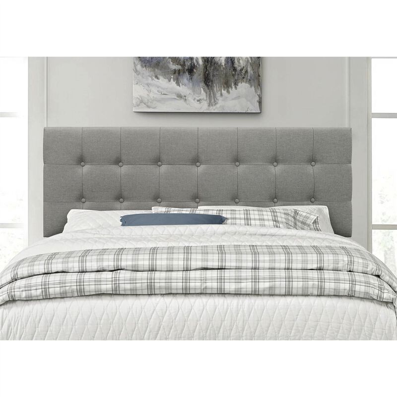 Hivvago Full size Contemporary Button-Tufted Headboard in Grey Upholstered Fabric