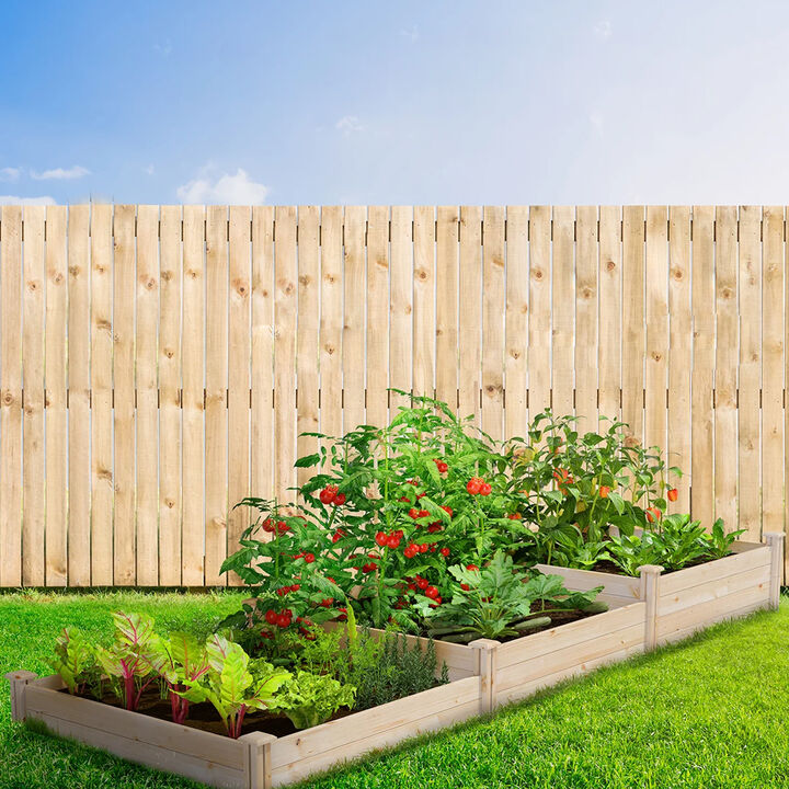 QuikFurn 4 ft x 12 ft Cedar Wood 3 Tier Raised Garden Bed