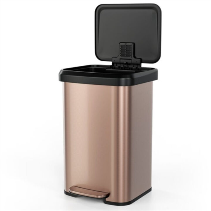 Step Trash Can with Soft-Close Lid – 13-Gallon Stainless Steel Garbage Bin