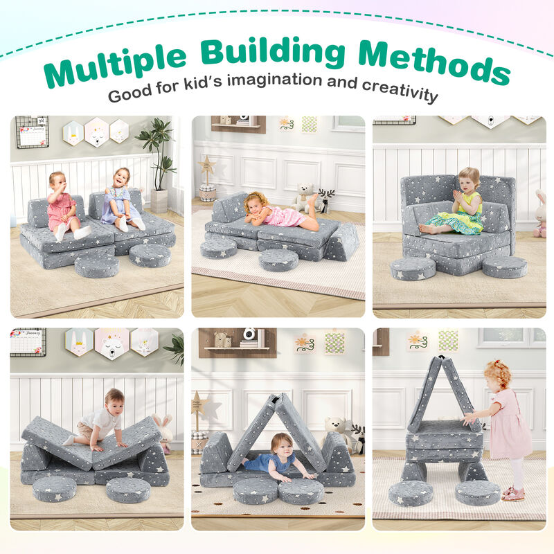 Modular Kids Play Couch Set Glow in the Dark with Portable Handles
