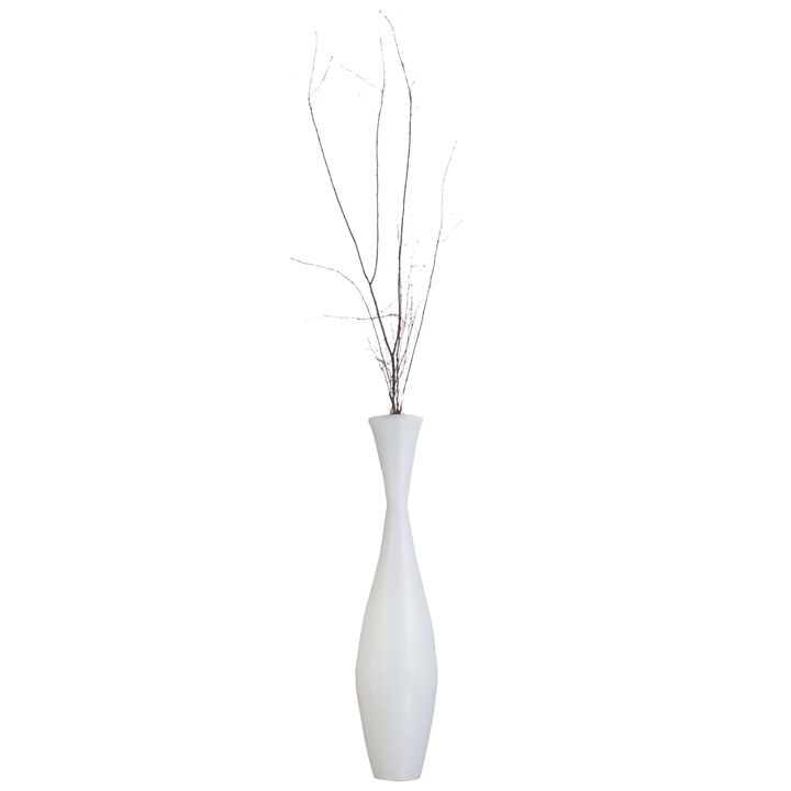 White Bamboo Floor Vase - 43-inch Modern Elegance, Living Room Decor, Entryway, Dining Accent, Versatile Floral Styling, Home Accessory, Interior Design Upgrade, Tall Vase, Elegant Room Enhancement