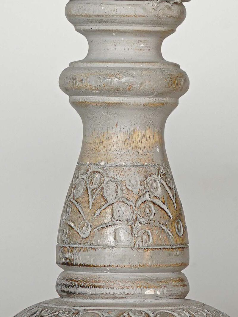 Traditional Gray Wash Eco-friendly Handmade Mango Wood Set Of Two 12" & 15" Pillar Candle Holder BBH Homes