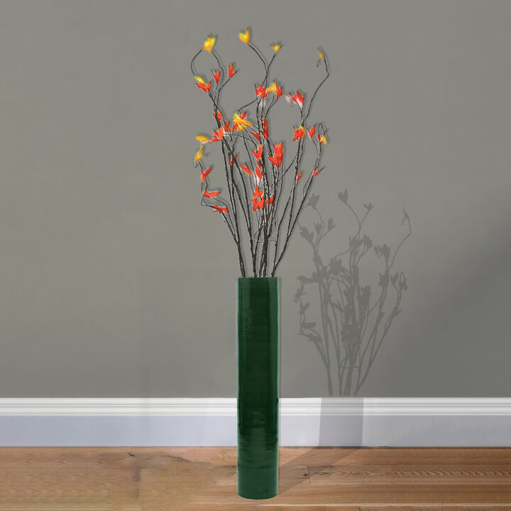 30-Inch-Tall Decorative Contemporary Bamboo Display Floor Vase - Cylinder Shape - Stylish Home Decor Accent - Modern Tall Vase for Living Room, Entryway, or Dining Room Decor, Green