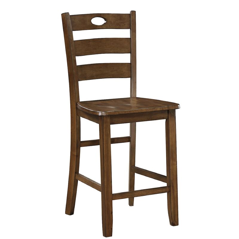 Timothy 5 Piece Counter Height Dining Table and Chairs, Square, Brown Wood - Benzara