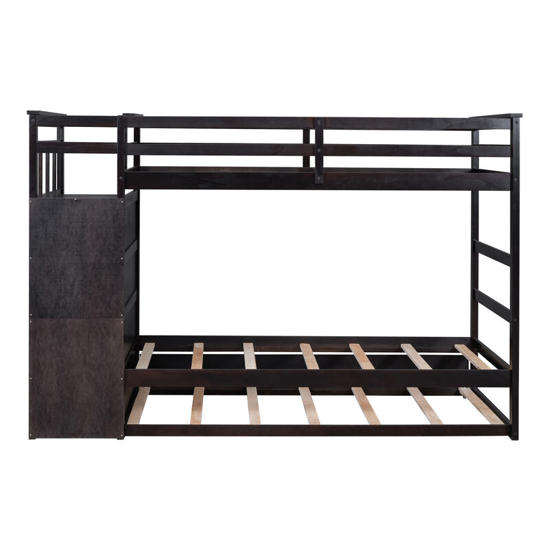 Merax Twin Over Twin Bunk Bed with Trundle and Staircase