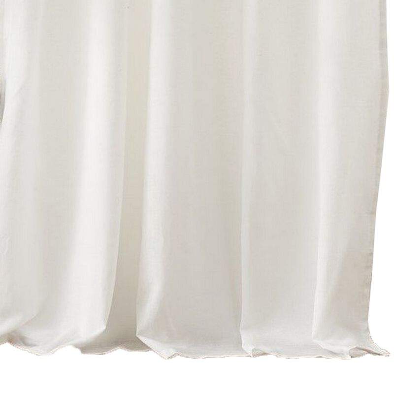 Xumi 4 Piece Window Curtain, 2 Panels with Tie Backs, Antique White Finish - Benzara