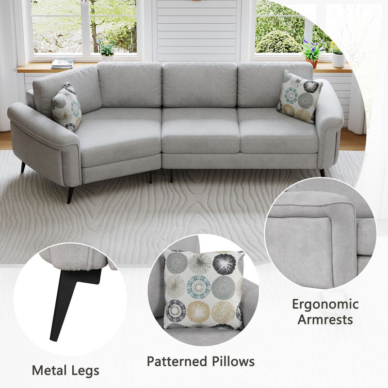 Merax Upholstered 3-seater Sofa Curved Sofa Couch