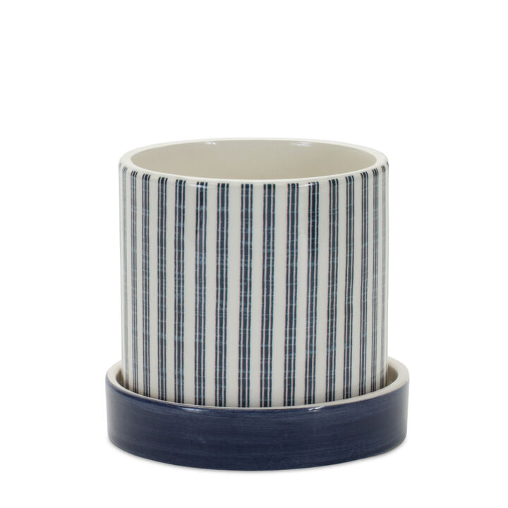 Geometric Pattern Planter with Plate for Stylish Plant Display and Décor (Set of 2)