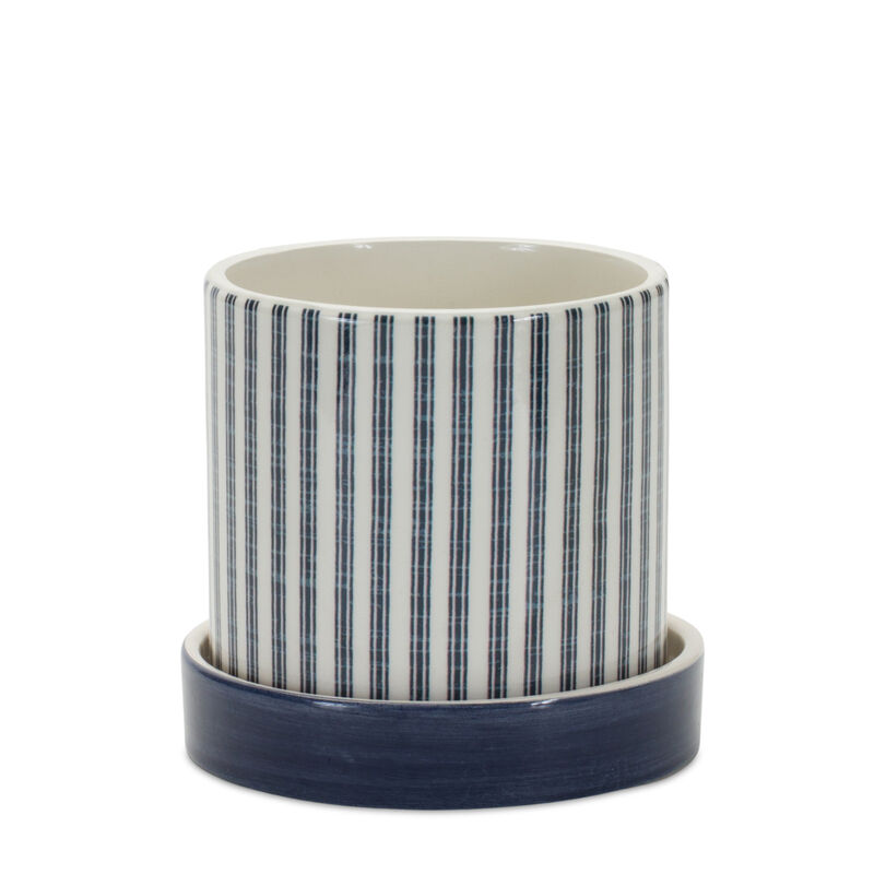 Geometric Pattern Planter with Plate for Stylish Plant Display and Décor (Set of 2)