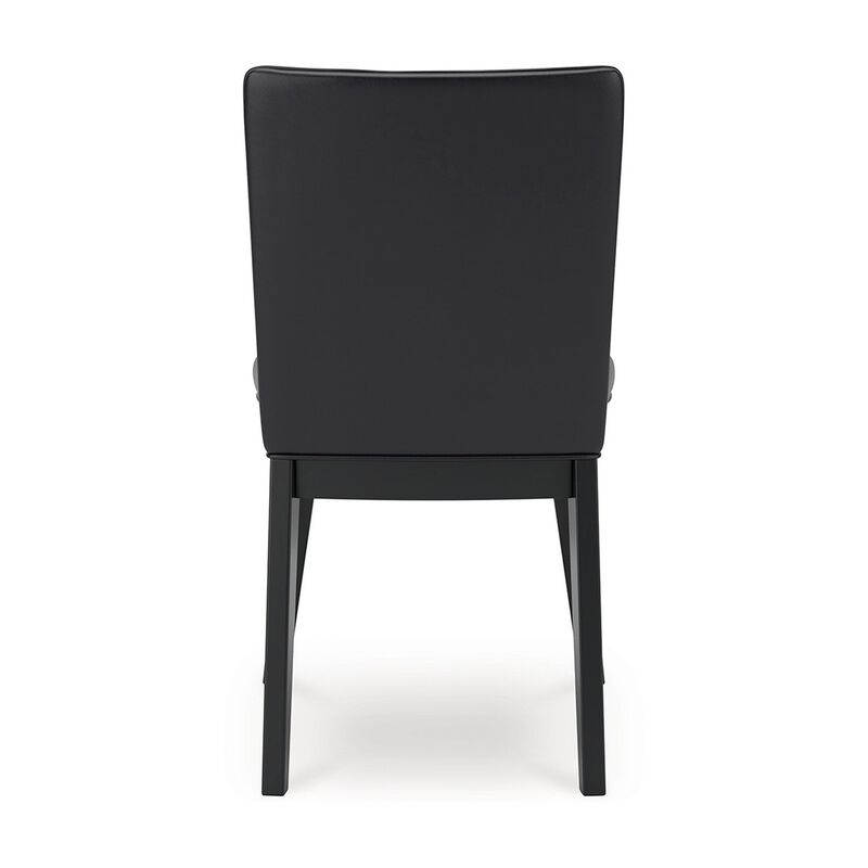 Taya Dining Side Chair Set of 2, Black Faux Leather Cushioned Seat - Benzara