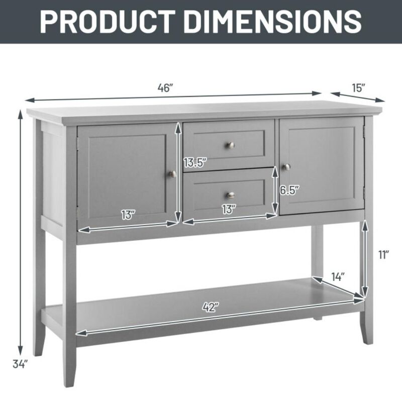 Hivvago Wooden Sideboard Buffet Console Table with Drawers and Storage