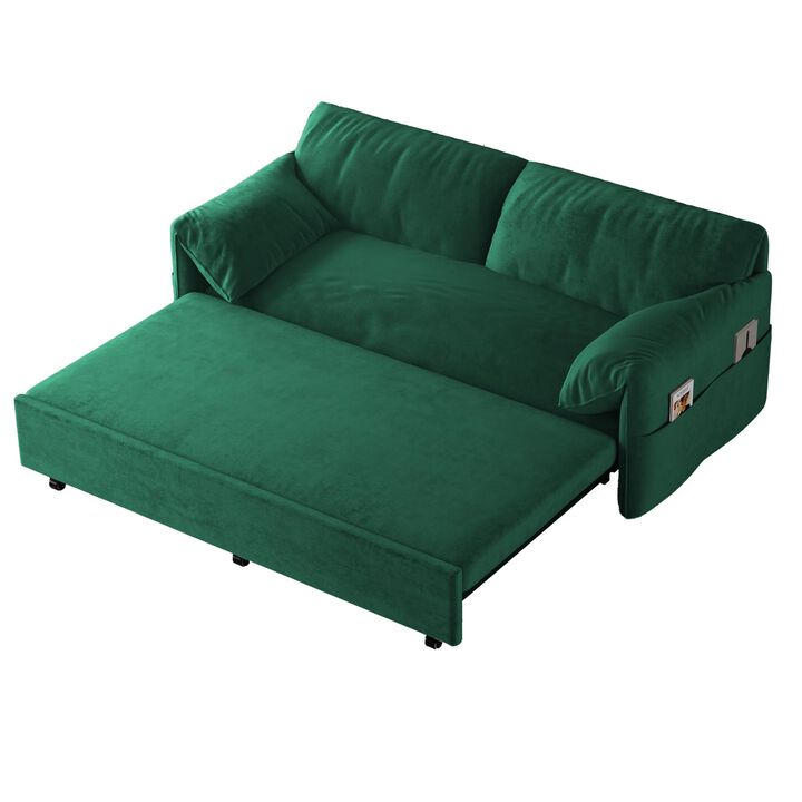 Merax Velvet Loveseat Sleeper Sofa for Living Room