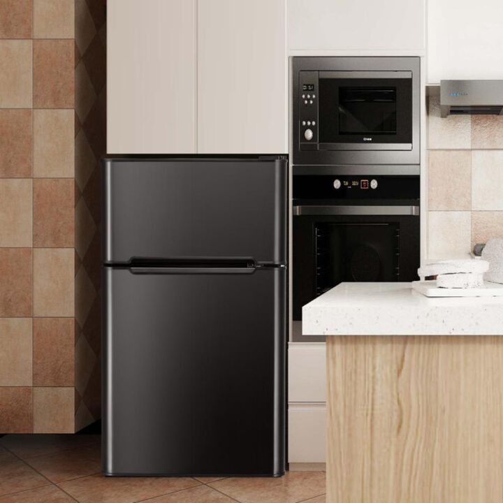 Costway 3.2 cu ft Compact Stainless Steel Refrigerator