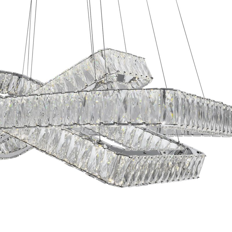 Crystal Elegance Chandelier Chrome Crystal Integrated LED 3 Rectangles