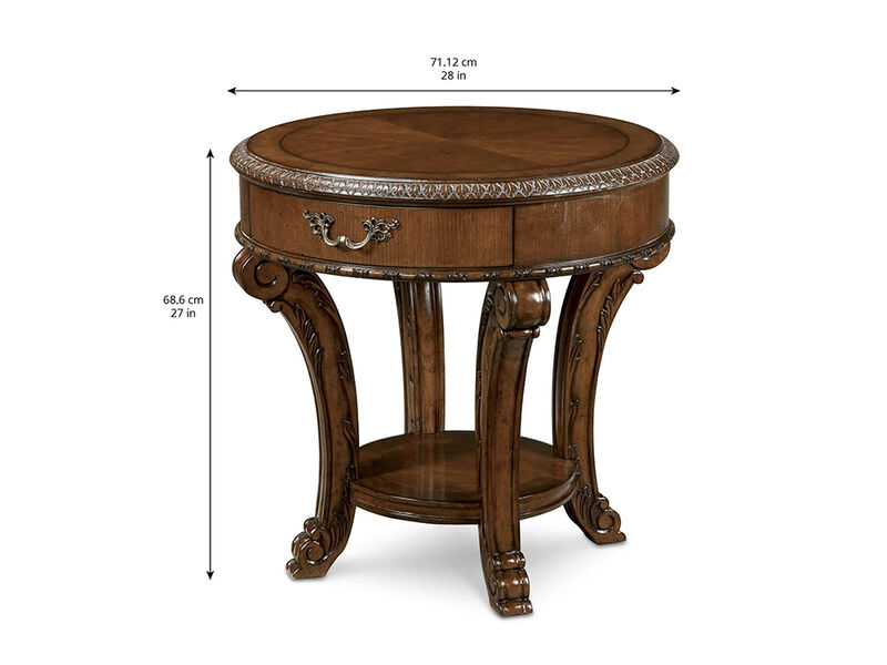 Old World Round End Table