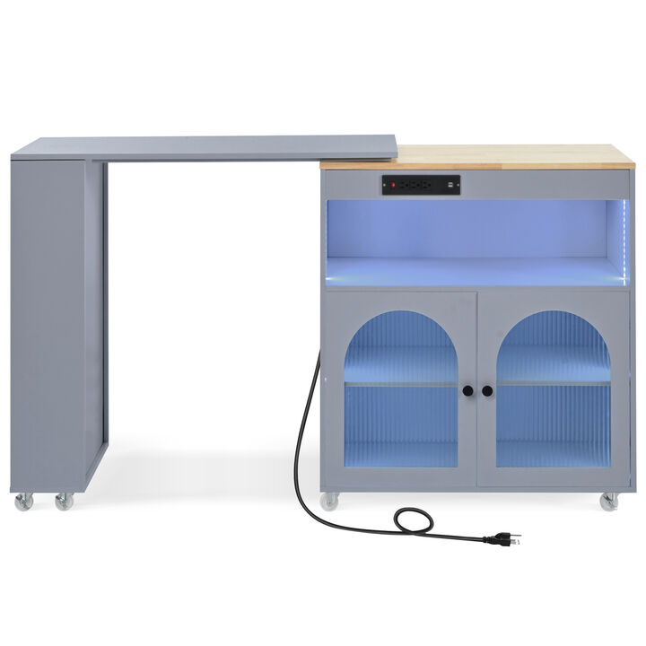 Merax European Rolling Kitchen Island With Extended Table