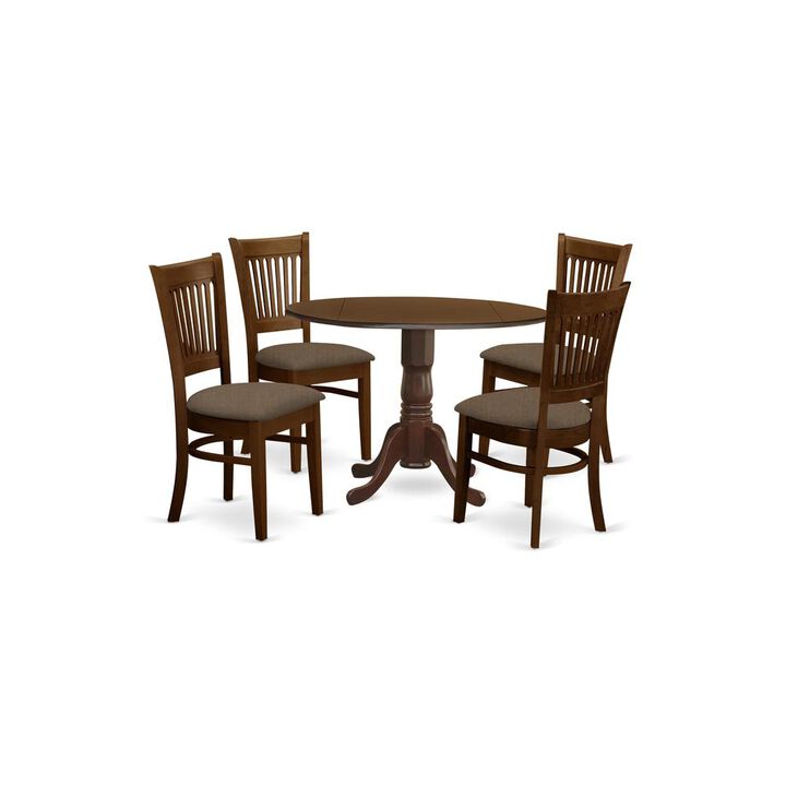 East West Furniture DLVA5-ESP-C 5 Pc set Dinette Table with 2 drop leaves and 4 Seat Chairs