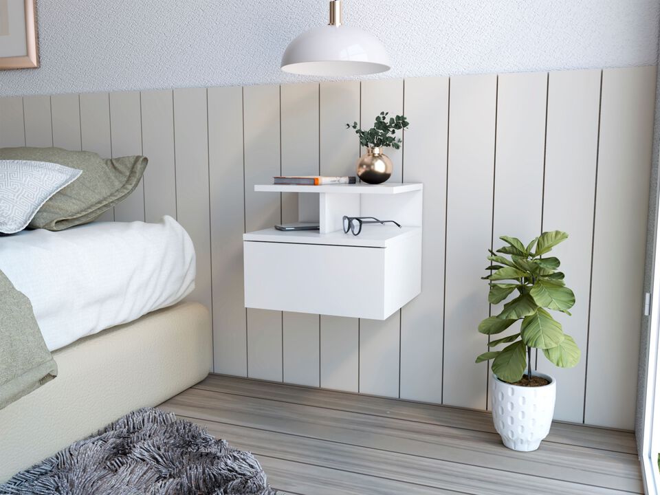 Nightstand Floating Flopini, Bedroom, White